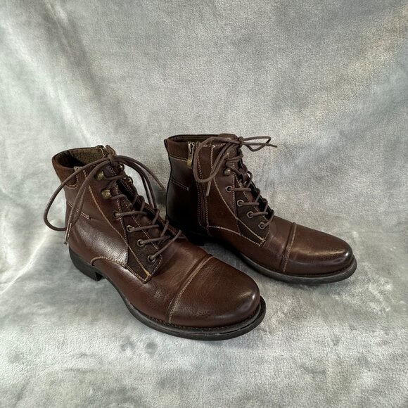 Steve Maddon mens 8.5M Brown M-Bradley  zip side ankle boots with laces main image 9